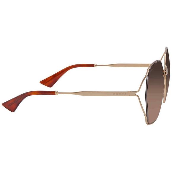 NEW Gucci Brown and Gold Geometric Women's Sunglasses - Picture 3 of 4